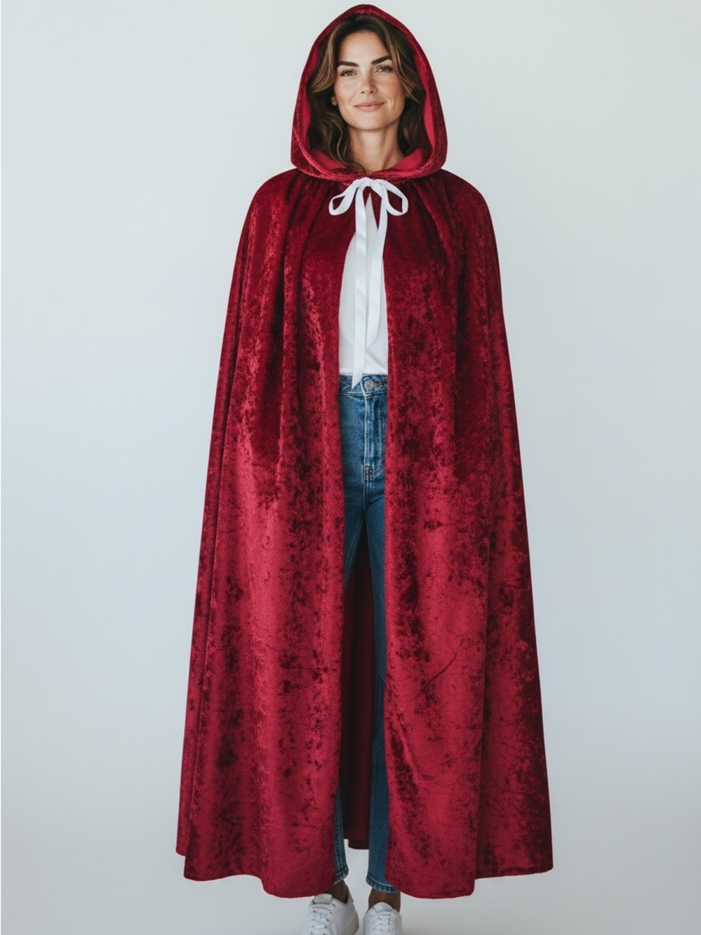 Source Unknown Red Velvet Hooded Cape